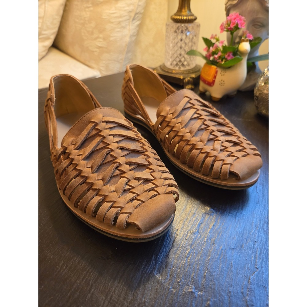 Nisolo Men's Huarache Woven Leather Slip-on Sandals Tobacco 8.5 EUC! $150 293-6